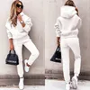 Femmes Deux Pièces Pantalons Femmes Survêtement Automne Hiver Polaire À Capuche Deux Pièces Ensemble Lâche Hoodies Jogger Pantalon Ensembles Femme Casual Lady Sportswear Costume 230201