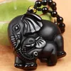 Collane con ciondolo Natrual Obsidian Intagliato Naso di elefante Dio della ricchezza Ciondoli fortunati Collana nera