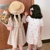 Girl's Dresses Summer European American Fashion Girls Middle School Children Cotton Embroidery Sweet Princess Dress Baby Kids Girl Clothing 0131