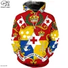 Felpe con cappuccio da uomo Felpe con cappuccio PLstar Cosmos Tonga Bandiera nazionale Emblema Cultura Stampa 3D Zip con cappuccio per uomo / donna Casual Streetwear T04Men's