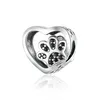 Alaşım bamoer kedi Aşk Kalp Charm 925 Sterling Sier Pençe Ayak İzleri Bileklik Bileklik İnce Mücevherat için Kalp Takılar 1768 V2 Drop de Dhhta