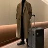 Trench coat di alta qualità stile misto lana da uomo in autunno e inverno colletto monopetto lunghezza ginocchio solido 230201