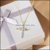 H￤nge halsband kristna b￶nvinkelvinge tv￤rhalsband 18k guldpl￤terad zirkon f￶r flickor c3 droppleverans smycken h￤ngen dh0hg