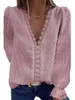Bluzki damskie koszule Summer Bluzki Kobiety moda Koronkowa patchwork v szyja długie rękawy swobodny eleganckie koszule