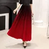 تنورات الخريف الخريف المخملية الذهبية للتغيير التدريجي فستان مطوي 2023 A-Line Skirt Women’s Wholesale