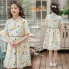 Девичья мода Fashion Floral Kids Dless для девочек хлопковое платье подростка детей, ребенок 2022 летний рисунок, кнопка малыша № 6292 0131