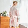 Robe de roupas de dormir feminino estourando pijamas de seda em casa primavera e verão damas sexualmente sugestivas tipo de tecido