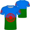 Herren-T-Shirts, Hemd, Rom-Zigeuner-Flagge des Roma-Volkes, Aufdruck mit Po-Logo, Kleidung anpassbar