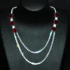 Подвесные ожерелья Foydjew Luxury Artificial Ruby Silver Color для женщин с двойным слоем колье -свитер Банкет вечеринка шейные украшения подарки