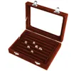 Jewelry Pouches Velvet Glass Ring Earring Display Organizer Box Tray Holder Storage Case B95F