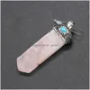 Charms Wrap Natural Stone 7 Chakra Sword Shape Rose Quartz Healing Reiki Crystal Tiger Eye Pendant Finding For Diy Men Neckl Dhgarden DHQ6X