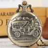 Relógios de bolso vintage Bronze RELATO RETRO SAPEL Punk Van Car Chain Antique Quartz Locomotive Pingente Relloj Bolsillo