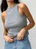 Women's Tanks Camis Ribbed Knitted Tops Neck Summer Basic Shirts White Black Casual Sport Vest Off Shoulder Green Women's Tank Top Y2302