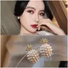 Stud Fashion Jewelry S925 Sier Post Earrings Faux Pearl Beads Cute Pinapple Drop Delivery Dhm3E