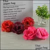 Dekorativa blommor kransar 100st 8cm 22Colors Silk Rose Artificial Flower Heads High Quality Diy For Wedding Arts Wall Arch Bouqu Otphv