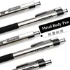 Einziehbare Kugelschreiber aus Edelstahl, 0,5 mm, feine Spitze, schwarz-blaue Tinte, Nachfüllung, glatter Schreibgriff, Signierstift