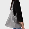 Borse da sera Luxury Metal Mesh Women Shoulder Designer Shiny Lady Handbags Silver Glitter Party Bag Large Tote Feamle Purses2023