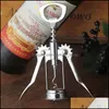 Openers Creative Wine Bottle Opener Stainless Steel Metal Strong Corkscrew Pressure Wing Grape Home Kitchen Bar Tools Vt1908 Drop De Dh975