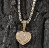 Hommes femmes Zircon coeur médaillon pendentif collier cuivre glacé charme piège rappeur Super étoile cubique Zircon Hiphop bijoux 304k