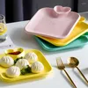 プレート分割されたハートビネガー料理家庭用ディナークリエイティブスクエア寿司デザートの食器を添えた日本のdump子プレート