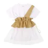 Girl's Dress for girls Sweet Ruffle Lace Dresses Summer One-shoulder Design dresses 6 7 8 9 10 11 12 13 years Kids Fashion Clothing