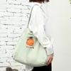 Evening Bags Washed Canvas Bag Korean Style Small Fresh Large-capacity Handbag Cute Pineapple Pattern Shoulder Women