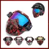 MZZ118 Lunettes pliantes Lunettes masque facial amovible couverture Ski Snowboard moto coupe-vent Cruiser pour casque de motard avec filtre buccal