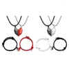 Pendentif Colliers 4pcs / Set Ensemble de bijoux géométriques Couple Bracelets Distance magnétique Coeur Hommes Femmes Faits à la main pour un usage quotidien