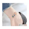 Anklets Fashion Jewelry Titanium Steel Evil Eye Anklet For Women Blue Eyes Charms Pendant Rose Gold Chain Drop Delivery Dhlac