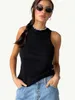 Canottiere da donna Camis Canotte a costine in maglia Collo Camicie basic estive Bianco Nero Canotta sportiva casual con spalle scoperte Canotta da donna verde Y2302