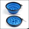 Dog Bowls Feeders Collapsible Slow Feeding Pet Bowl Sile Outdoor Travel Portable Puppy Food Container Feeder Dish Drop Delivery Ho Dhdxt