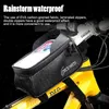 Panniers Bags 6.2 Inch Rainproof Bike Bag Bicycle Front Cell Phone Holder With Touchscreen Top Tube Cycling Reflective MTB Accessories 0201