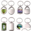 Keychains Lanyards bil termisk transter sublimering tomt nyckelringar diy konkav rund rec hjärta legering sier designer smycken nyckelcha dhavt