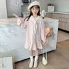 Girl's Fresh style kids' wear Baby Girls Clothes Cotton Sailor collar Straight Dresses Primary school girls Casual Dress Autumn