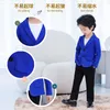 Garnitury Chłopcy Formal Blue Blazer Jacket Gentleman Kids Six Dance Show Pherence White Jacket Childing Birthday Party Kurtka 230131