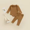 Clothing Sets Autumn Baby Clothes Sets born Boys Girls Solid Ribbed Long Sleeve BodysuitsLong Pants Toddler Cotton Casual Homewear Outfits 230201