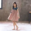 Flickans 2022 nya Baby Princess Kids Es For Girls Children Summer Elegant Toddler Cotton Dress Patchwork Pleated #5600 0131