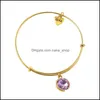 Urok bransolety sprzedaż Birthstone Vintage Gold Expandible Wire Bransoletka Brzeszcza dla kobiet DIY Bolernie Prezenty urodzinowe 3631 q dhit2