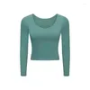 Camicie attive Camicia da yoga a maniche lunghe da fitness da donna sexy Collant elasticizzato Nudo con pettorina V Sport Top Beauty Back Abbigliamento da palestra Corsa