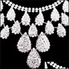 Earrings Necklace Crystal Drop Neclace Rhinestone Wedding Bridal Jewelry Set Fashion 507 H1 Delivery Sets Dhxkv