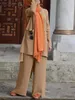 Etnische kleding zanzea vrouwen 2 stks casual abaya hijab tracksuit vintage moslim pant sets zomer zomers