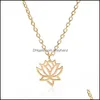 Pendant Necklaces Lotus Choker Necklace Elegant Good Karma Drop Delivery Jewelry Pendants Dhftv