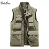 Mens Vests BOLUBAO Men Outdoor MultiPocket Solid Color Fishing Director Reporter Work Waistcoat Pography Casual Jacket Male 230131