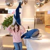 New Big Mouth Blue Whale Plush Doll Cute Whale Stuffed Doll Sleeping Companion Pillow for Girl Kids Gift 140 160cm DY10134
