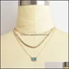 Подвесные ожерелья Bohemian Vintage MTI Layer Crystal Collecle Blue Choker для женщин Элегантные оптовые ювелирные изделия Поставки подвески Otgi3
