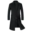 Men's Wool Blends Autumn and Winter Woolen Coat Lengthened European Plus Size Korean Version Slim Velvet Thick 230201