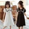 Girl's es 6 To 16 Years Teen Kids Preppy New Girls Summer Dress Children Clothing Button Clothes Cotton Cute Patchwork #6190 0131