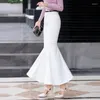 Skirts Female Clothing Korean Fashion Sexy Slim Formal Office Lady OL White Fishtail Ladies Long Maxi For Womens 2023