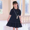 女の子のES Thin Girls Denim 2022 New Kids Ruffles Dress Bottons Children Clothes Clotes Teens Clothes for Baby＃7016 0131