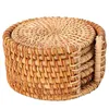 Table Mats Cup Rattan Coasters Tightly Woven For Living Room